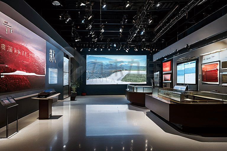 區(qū)人武部國防教育基地設(shè)計效果圖，高科技國防教育館方案，多媒體國防教育展廳設(shè)計公司